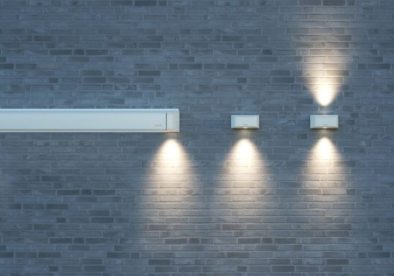 markilux MX-4 in white with LED Line off and two lights in white on gray wall